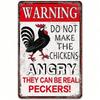 Vintage Retro Don't Make The Chickens Angry Metal Tin Sign 8x12 Inch Funny Farmhouse Wall Decor For Kitchen Bar Garage Man Cave