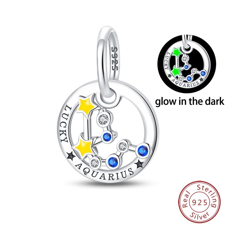 100 copper Creative Luminous 12 Constellation Leo Taurus Pendants Compatible With Authentic Bracelets Do It Yourself Jewellery