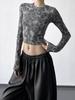 Damen Retro Leo-Print Schmal geschnittenes Langarm-Rundhals-T-Shirt - Stilvoller Herbst/Winter 2025 Neuankömmling