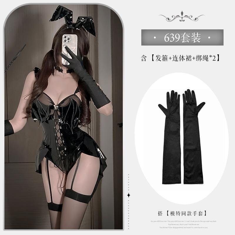 Xianyi Sexy Lingerie Sexy One-piece Patent Leather Bunny COS Uniform Halloween Little Devil Play Set 639