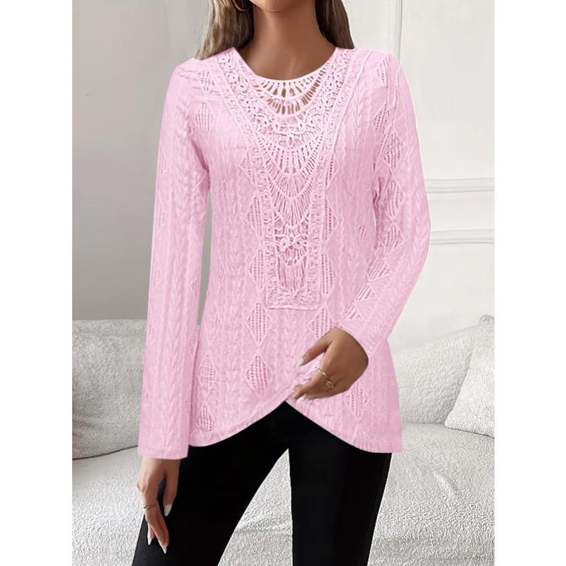 Women's Fashionable Casual Spring-autumn Long-sleeved Round-neck Blouse Shirt