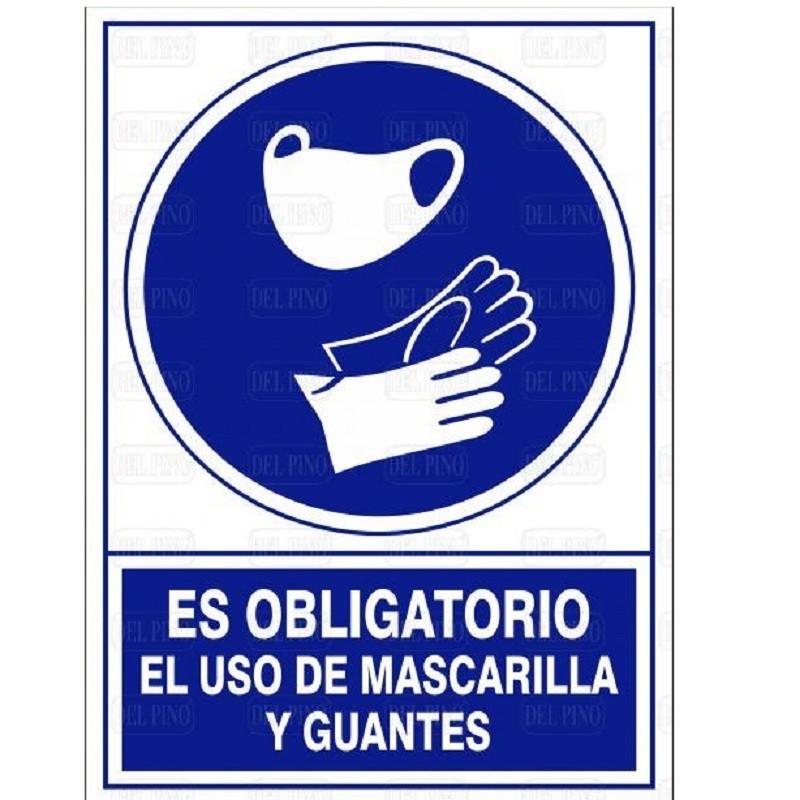 DUVER SIGN 1605 PLASTIC 345x245 ''USE OF MASK AND GLOVES IS MANDATORY''