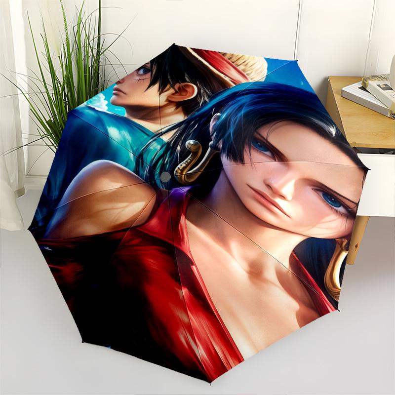 1 PC Automatic Folding Umbrella - Luffy D Pattern Portable Foldable Design With 8 Ribs Christmas Birthday Gifts