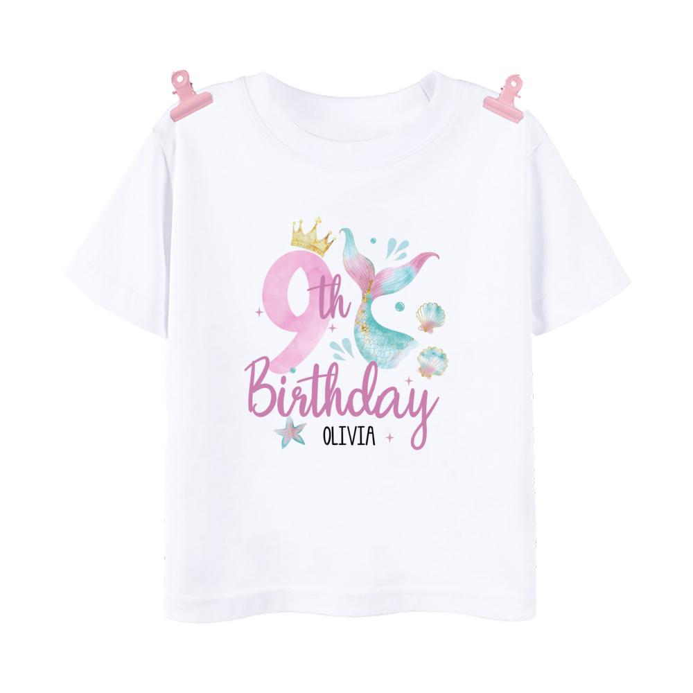 Personalized Fish 1-9 Birthday Girls Shirts T-Shirt Wild Tee Party Tee Shirt Unicorn with Name Clothes Kids Fashion Tops Outfit