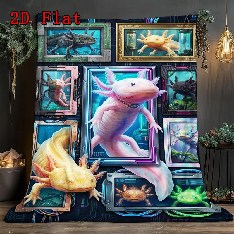 Axolotl Diversity Frames 2D Flat Pattern Flannel Blanket, High Quality All Seasons, Home Decor, Warmth and Comfort, Perfect for Christmas Gifts.