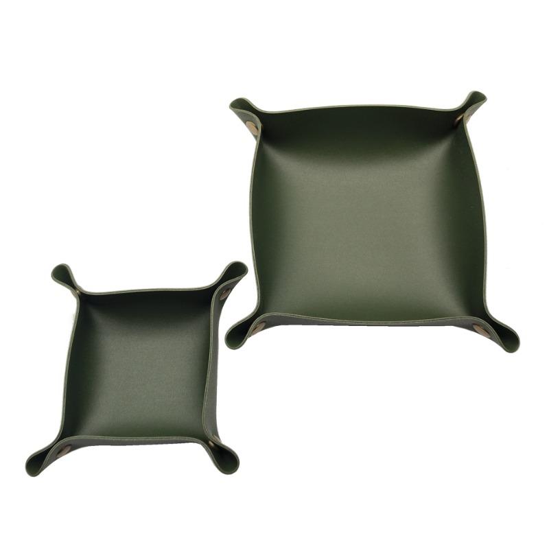 1pc 25cm/9.84in Leather Storage Tray Dice Box Coin Desktop Jewelry Box Makeup Key Tray DIY Household Folding Tray Storage Case