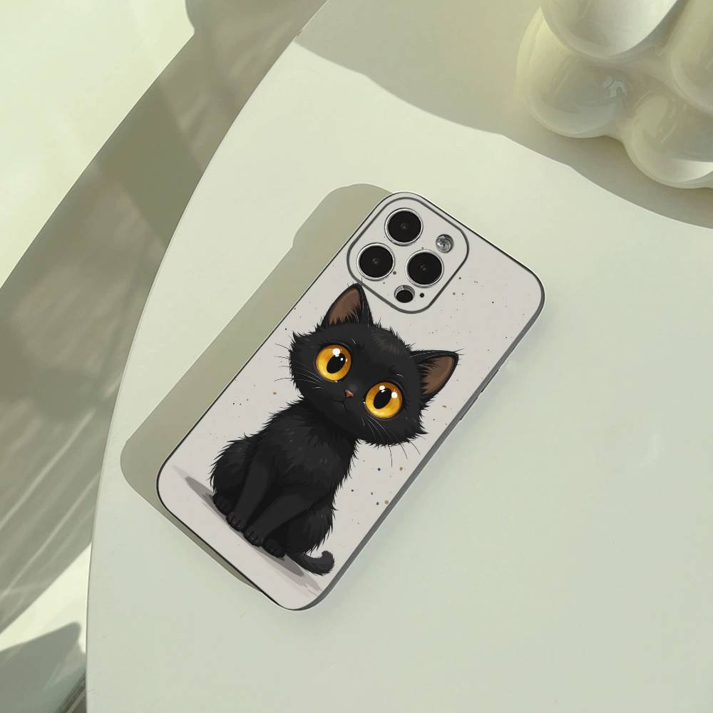 cartoon cats   Phone Case For iPhone 17,16,15,14,13,12,11 Pro Max,16Plus,XS  Soft Black Cover