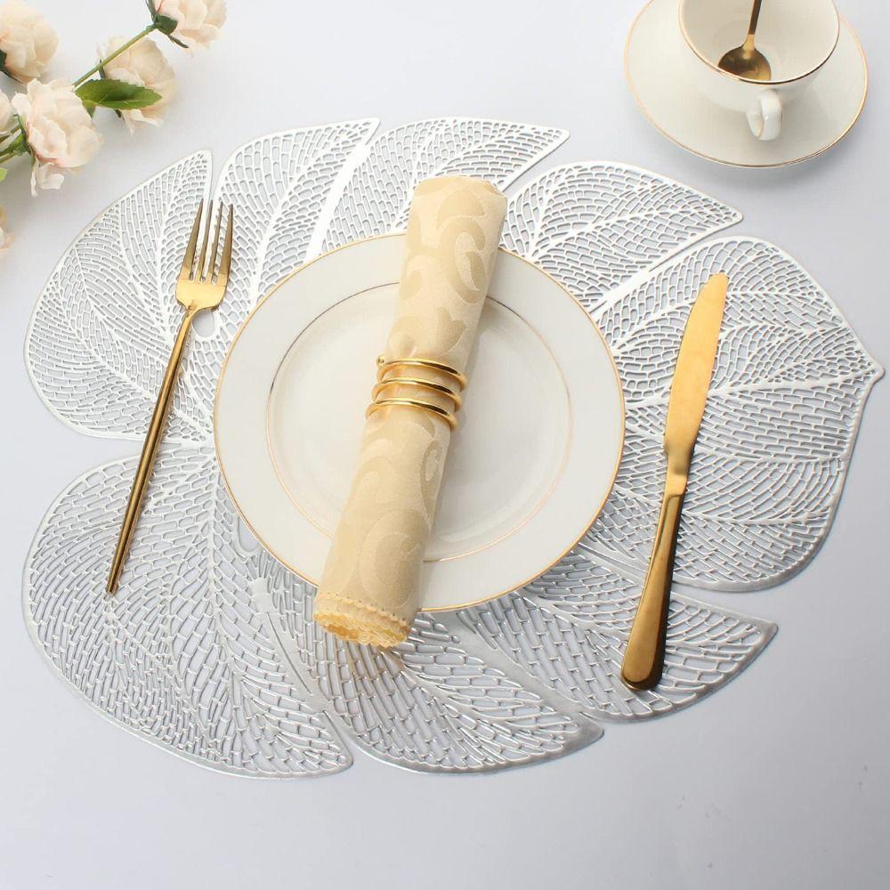 3pcs Anti-stain Table Mat Hollow Coaster Kitchen Accessories Leaf Shape Placemat  Wedding