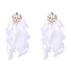 Orecchini Lunghi Boho Chic con Frange di Piume e Design Floreale in Lega con Strass per Donna