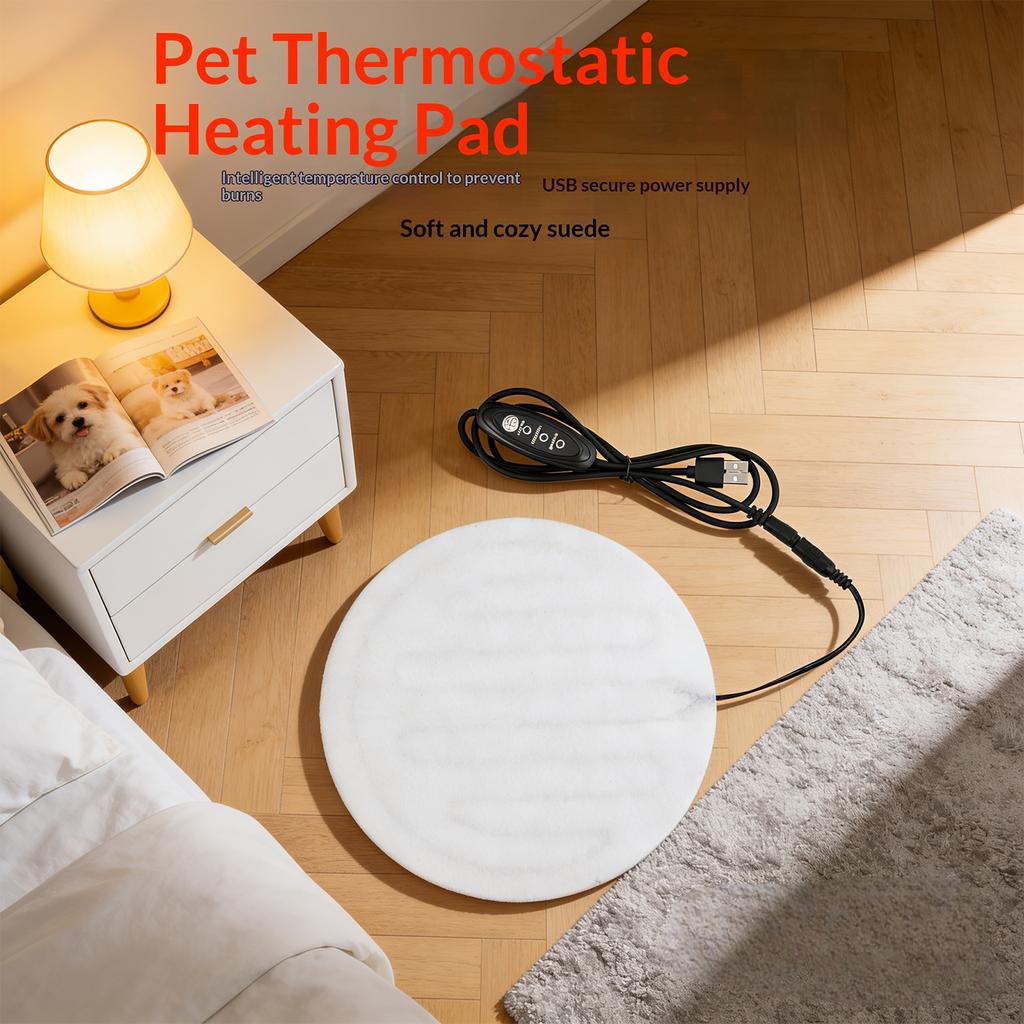 5V Electric Heating Pad 20cm Round Warmer 3 Modes Adjustable Temperature Heat Pad For Keeping Clothing & Pets Warm with USB Plug