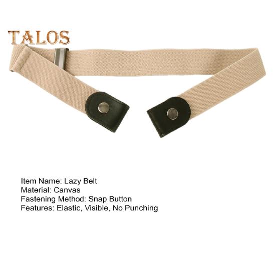Canvas Lazy Belt Elastic Rubber Band Visible Snap Button Adjustable Slide Buckle Waistband Jeans Pants Accessories