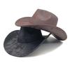 Vintage Textured Western Cowboy Hats Breathable Polyester Unisex Design Foldable Travel Hat Costume Accessory