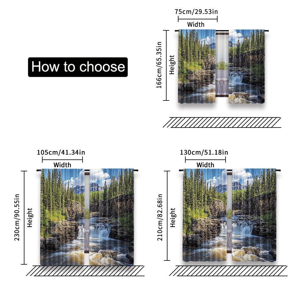 Set Of 2 Landscape Curtain River Float Between Rocks Forest Northern Recreation Camping Rafting Woods Bedroom Living Room Polyester Perfect For
