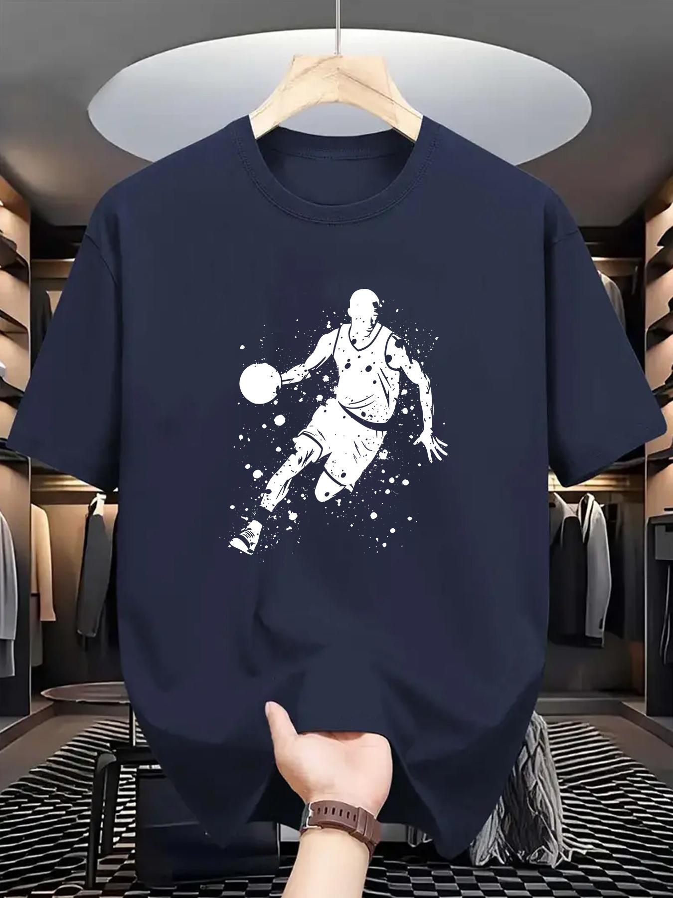 

Футболка мужская баскетбольная с геометрическим узором и принтом - трикотажная ткань, удобная спортивная уличная одежда для летнего ношения на открытом воздухе XXXXXL темно-синий