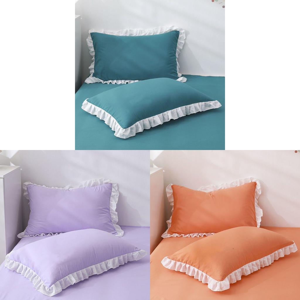 Cotton Pillowcase Pair With Solid Color For Home Bedroom Decor
