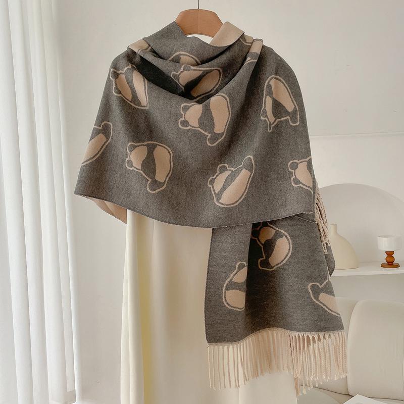 Luxury Brand Cashmere Women Animal Scarf Winter Warm Shawl and Wrap Bandana Pashmina Female Foulard Square Thick Blanket Poncho