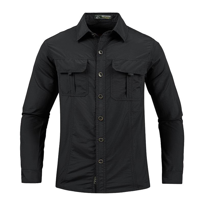 Men's Quick-Dry Ice-Feel Sun Protection Long-Sleeve Shirt for Spring/Summer Outdoor and Workwear, Plus Size Available.