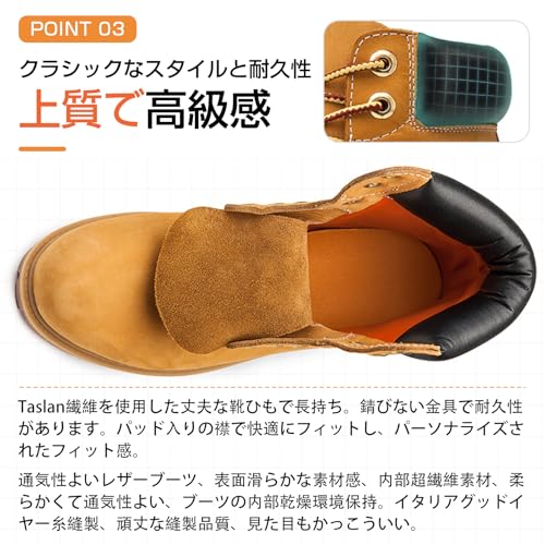 SOARHOPE Men's Yellow Engineer Short Work Boots, High-Cut Lace-Up, Lightweight, Waterproof Leather Boots for Men