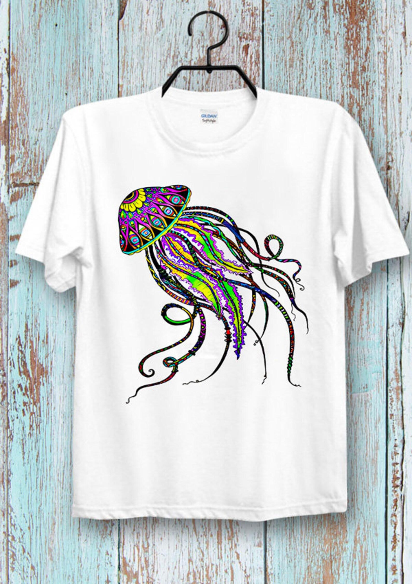 Psyhedelic Jellyfish T-Shirt tee top T-Shirt Cool Ideal Tee Top for Ladies and Gentlemen M