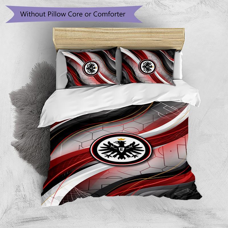 Eintracht Frankfurt Fußball Bedrucktes 3-teiliges Bettwäsche-Set, Bequemes Hautfreundliches Schlafzimmer Bettbezug-Set