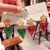 New Fashionable European and American Red Strawberry Heart-shaped Silver Needle Earrings and Stud Earrings with a High-end Feel