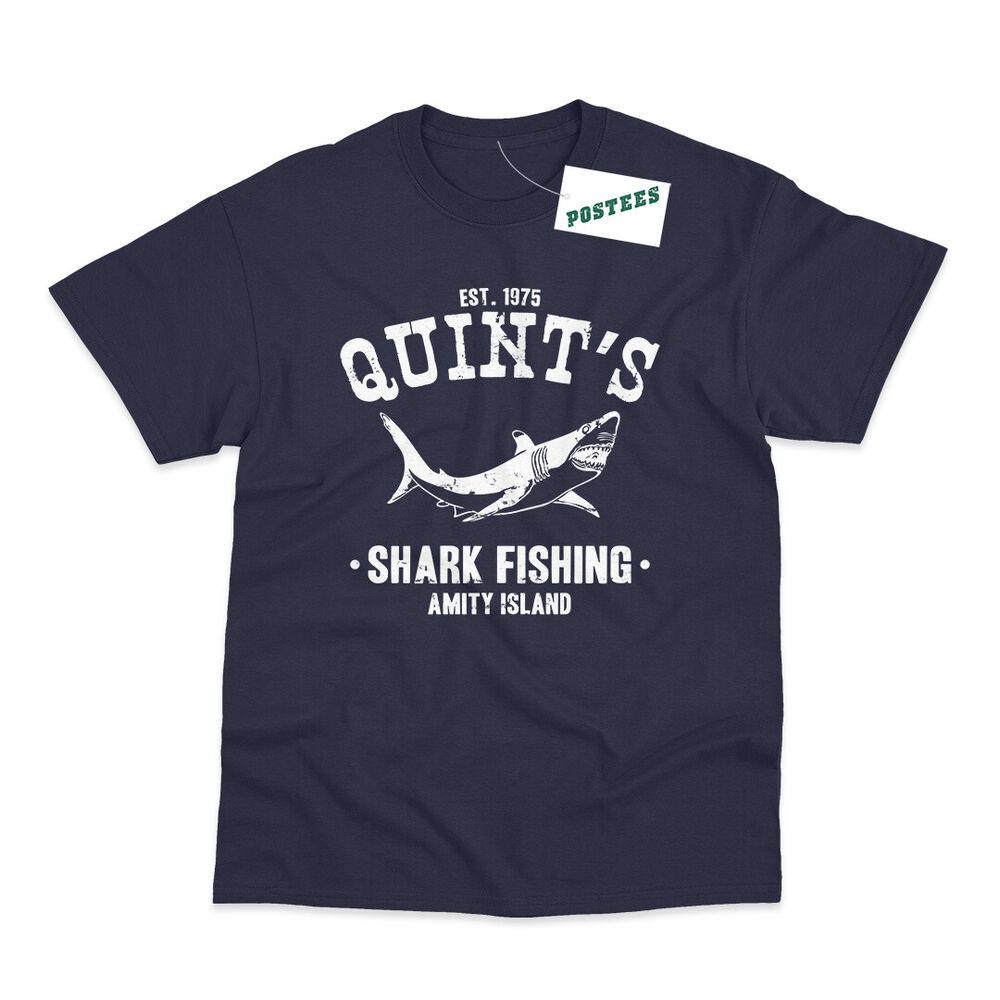

Quints Shark Fishing Inspired by Jaws Movie Printed T-Shirt - 2 Colours M