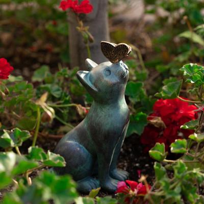 Figurita de Gato Retro Resina Gato con Mariposa Estatua Escultura de Gato Artística Interior Exterior para Estanterías Jardines Oficinas Decoración