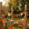 1Pc Autumn Harvest Country Style Party Banner, Pre-Assembled Squirrel Pumpkin Maple Leaf Flag String, Thanksgiving Indoor And Outdoor Rustic Style