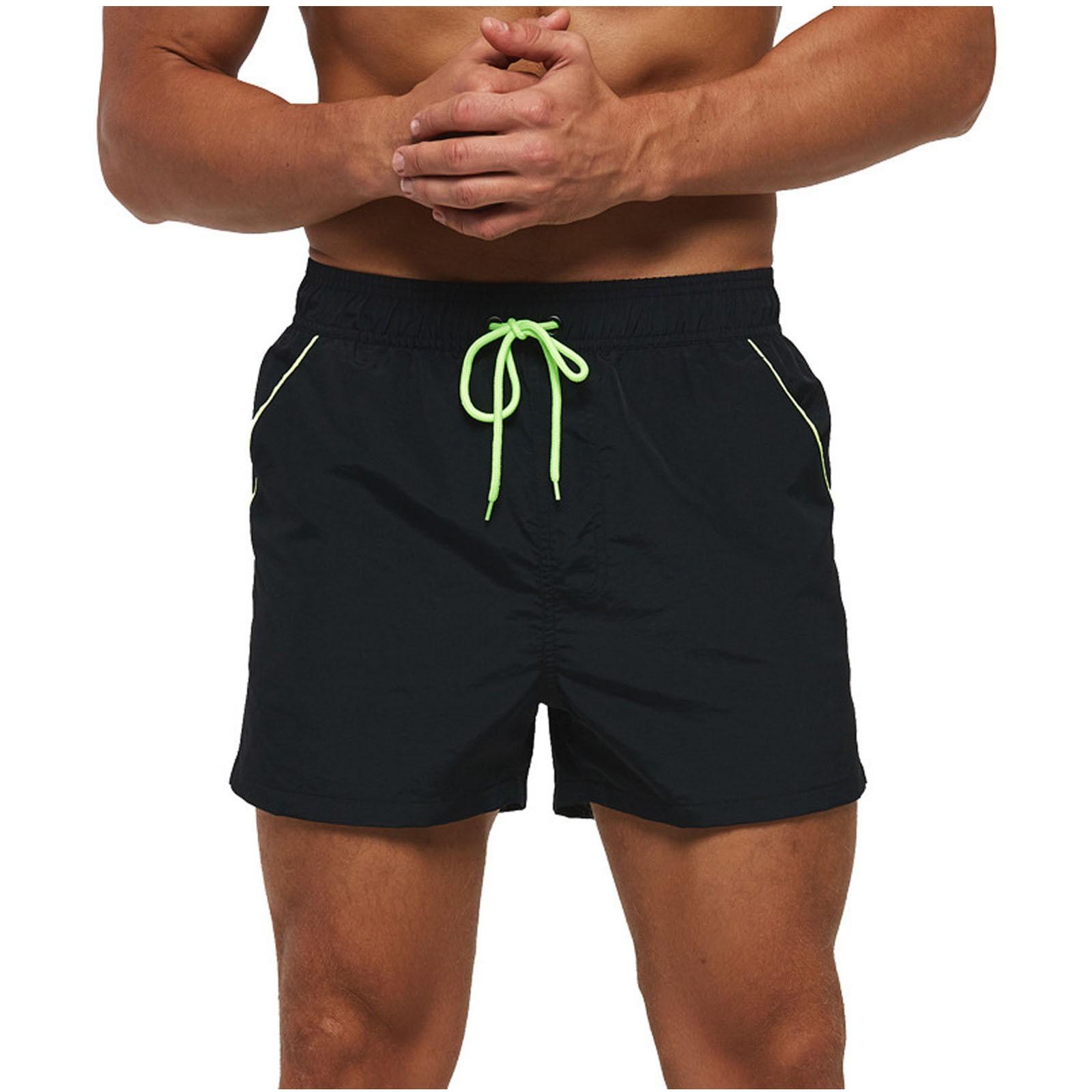 

Men s Slim Swim Shorts with Zipper Pockets Quick Dry Swimsuit Sports Swim Trunks M чёрный