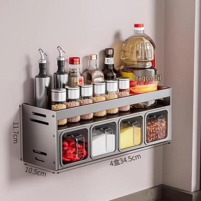 Carbon Steel Drill-Free Wall-Mounted 2-Tier Spice Rack
