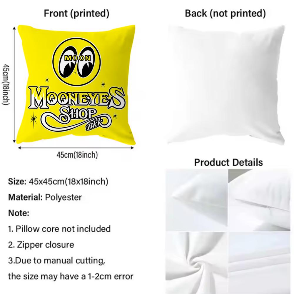 Cute Cartoon M-MooneyesS Cushion Cover Comfortable Reversible Pillow Cover Ideal for Car Sofa Bedroom & Beyond