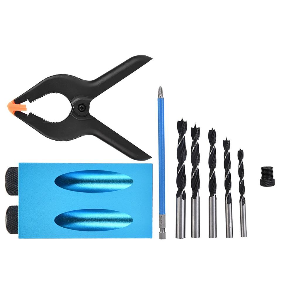 34pcs 15° Drilling Angle Pocket Hole Jig Kit Oblique Drill Positioner For Carpenters