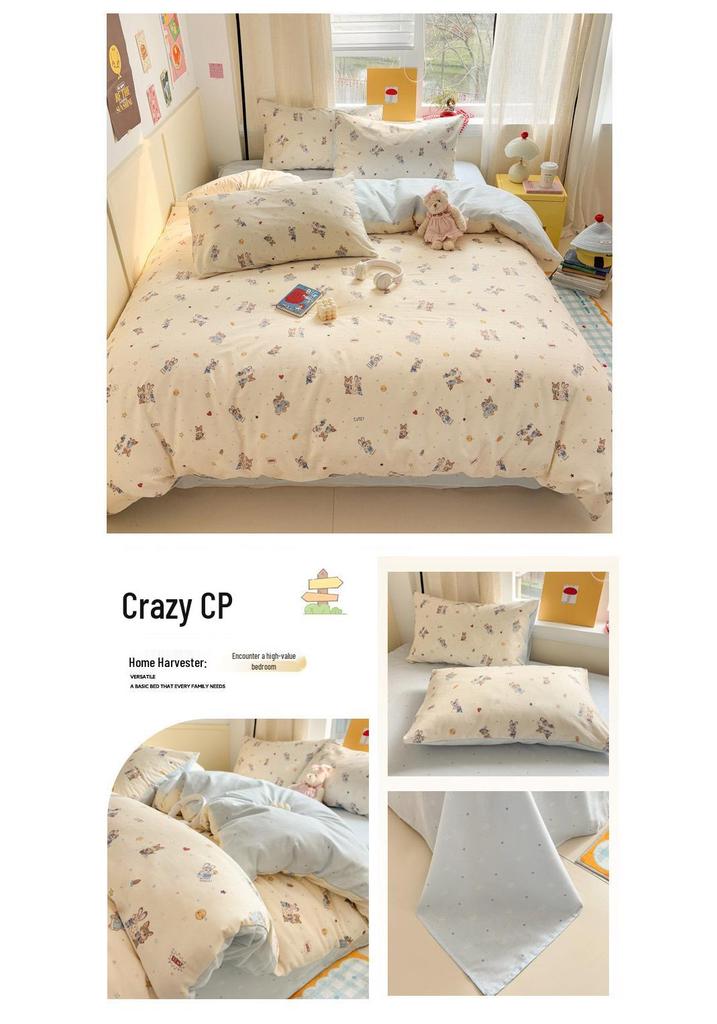 Fresh Simple Pure Cotton Duvet Cover Set, Available In Single, Three, or Four Pieces for Student Dormitories.
