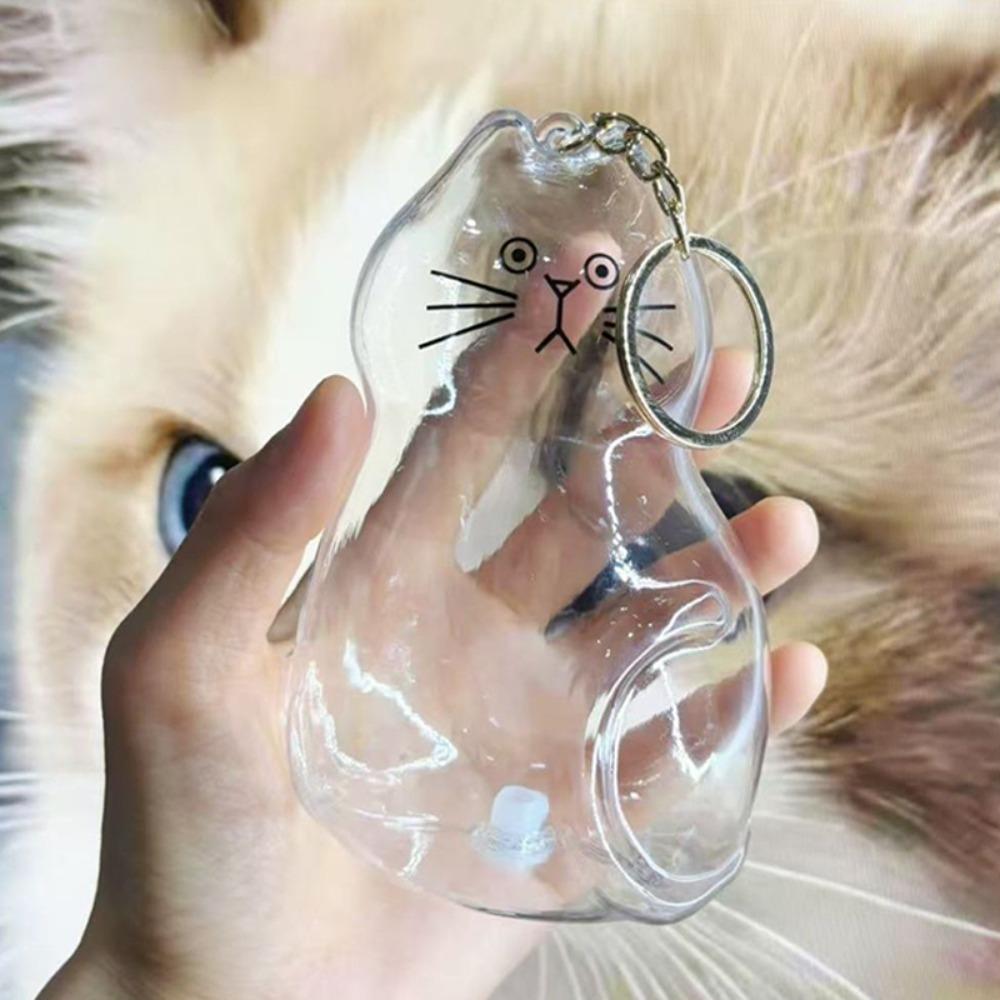 

Small Ornaments Cat Fur Storage Pendant Transparent Container Handmade Design Stylish Keychain Cute Cat Shaped