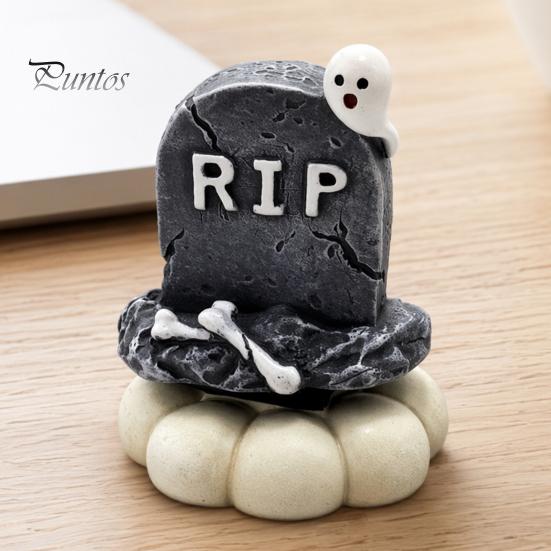 Seasonal Home Accents Spooky Halloween Figurine, Small Resin Rotating Ghost Skull Pumpkin Gravestone Figurines for Tiered Tray Statue, Collectible