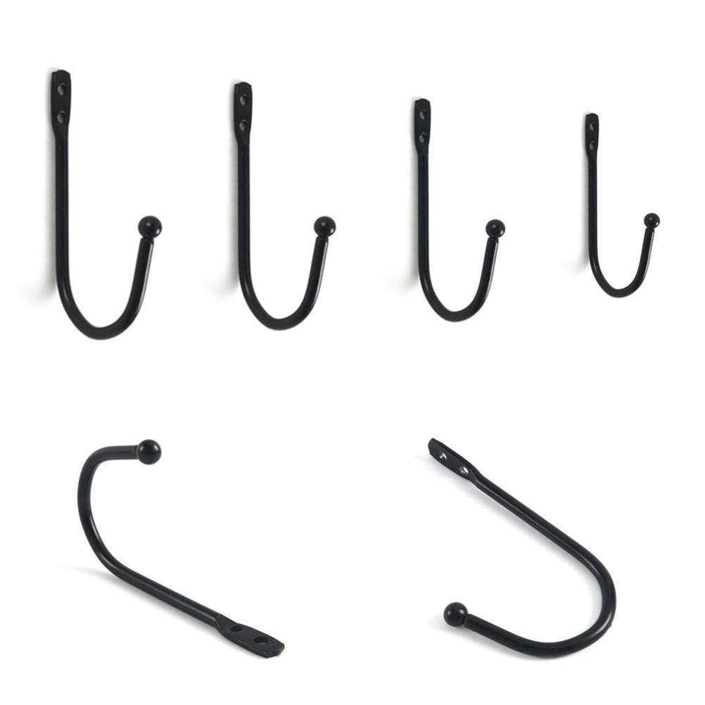 Black Metal Double Hole Iron Hook for Coats and Hats