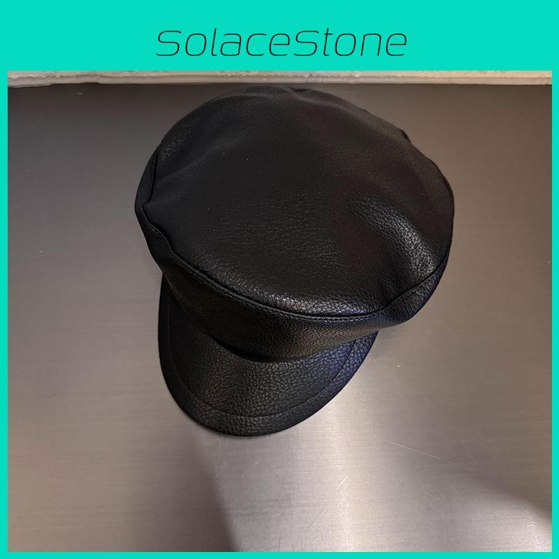 Artistic Leather Pu Beret Hat With Windproof And Warmth Features For Girls