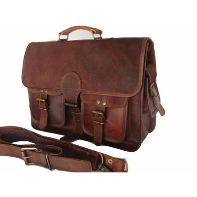 Handmade Real Leather Large Brown Men's Messenger Mail Shoulder Laptop Bag