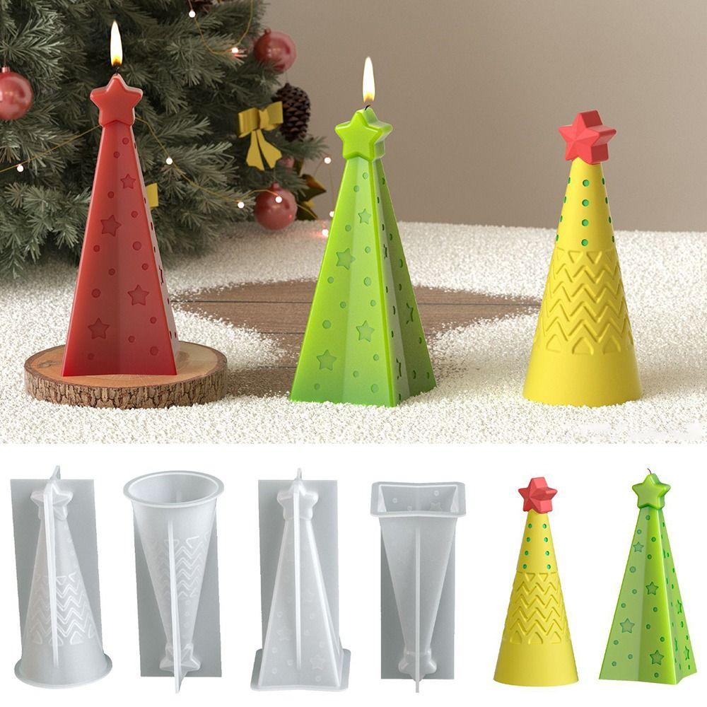 Silicone Christmas Cone Candle Mold Epoxy Resin Crystal Candle Making Kit Easy To Demold DIY Craft Cake Resin Mold Xmas Decor