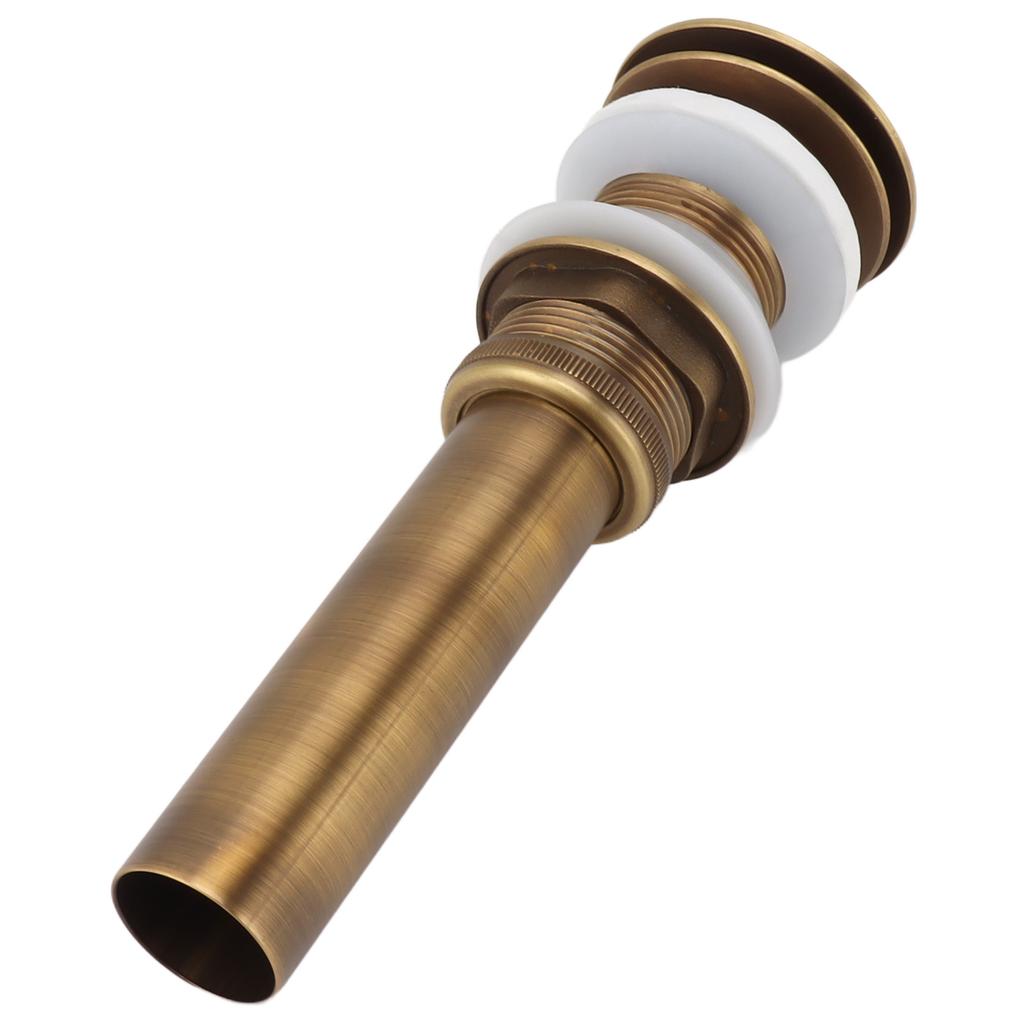 Starožitný celoměděný koupelnový dřezový odtok Dřezový pop-up odtokový uzávěr s přepadem pro koupelnový dřez