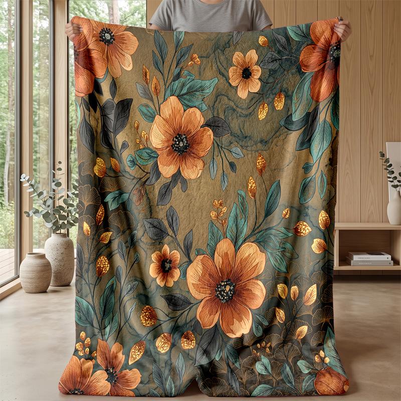 Vintage Floral Decor Theme blanket Lightweight Warm Flannel Blanket Decorative Throw Blanket for Home Decoration