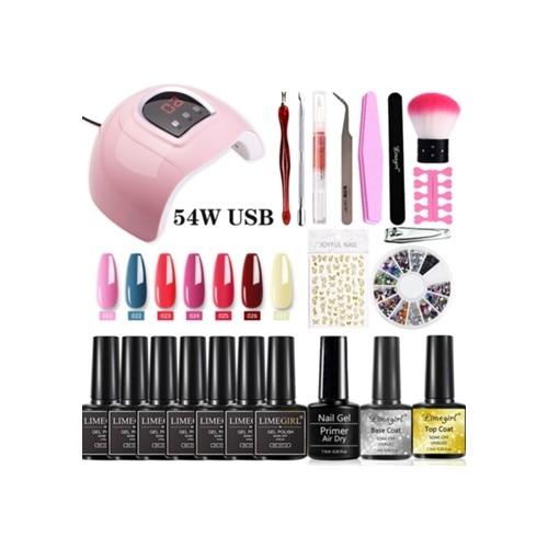 54W UV LED Nail Lamp Set Gel Nail Polish Quick Dry Manicure Pedicure Kit Portable Nail Art Accessories