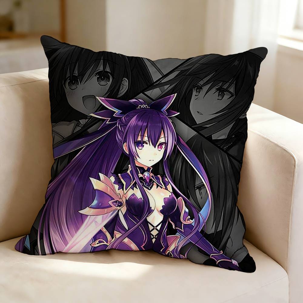 DDate A Live Cool YYatogami Tohka Square DoubleSided printed Pillow Case Bedroom Bedside Pillow Sofa Cushion Cover