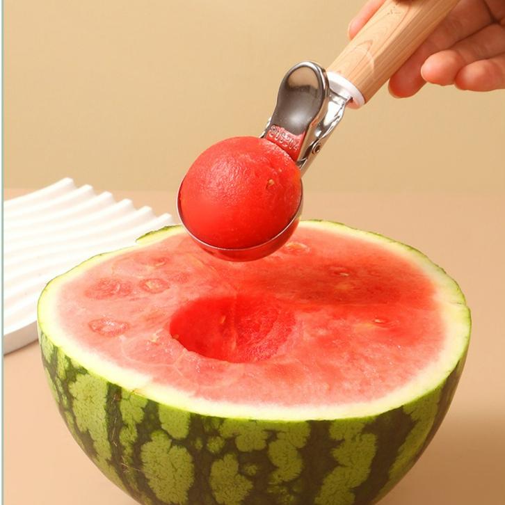 Stainless Steel Ice Cream Spoon Creative Multifunctional Ice Cream Spoon Fruit Ball Digger Watermelon Ball Digger Spoon