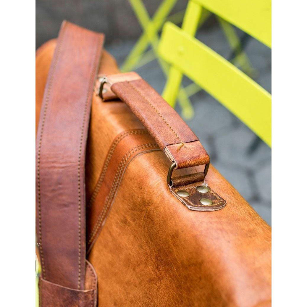 15-дюймовая мужская сумка-портфель для ноутбука из натуральной винтажной козьей кожи — фото 5