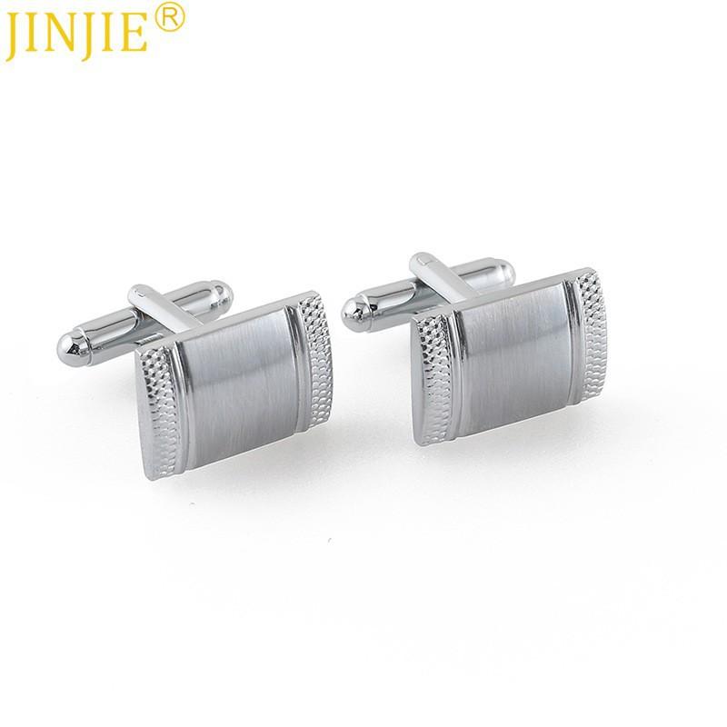 Spot New Boutique Rectangular Plain Brushed Pattern Metal Cufflinks Men's French