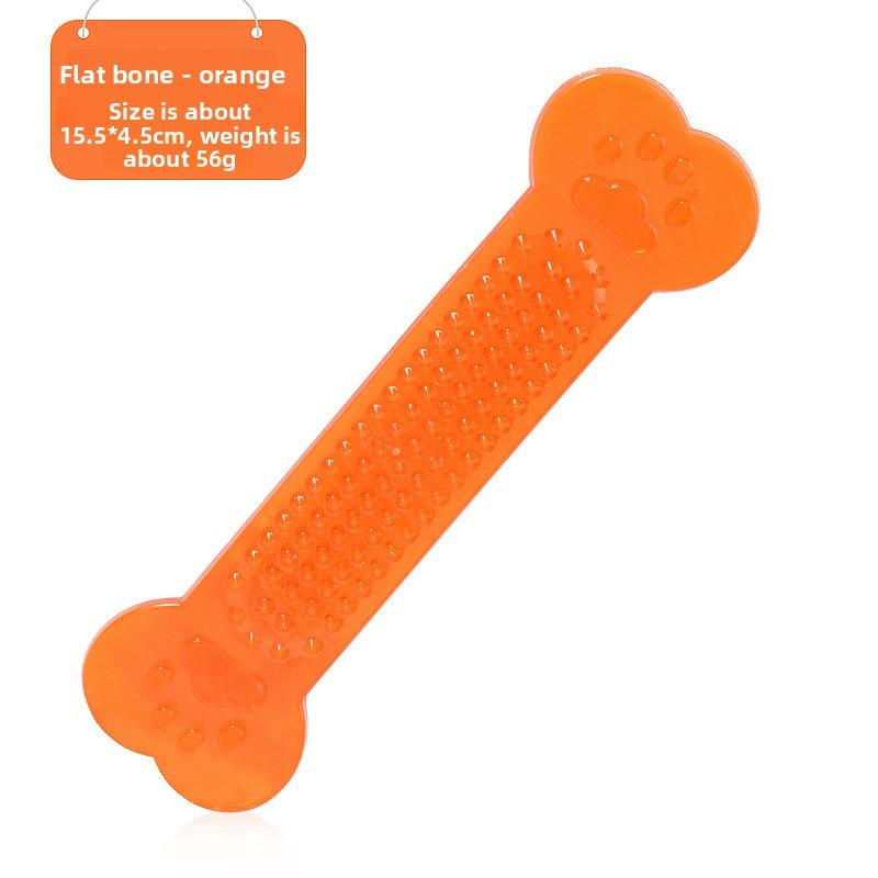 Pet Toy Transparent Flat Bone. Teddy and Golden Retriever Chewable and Grinding Tooth Toy for Dogs.