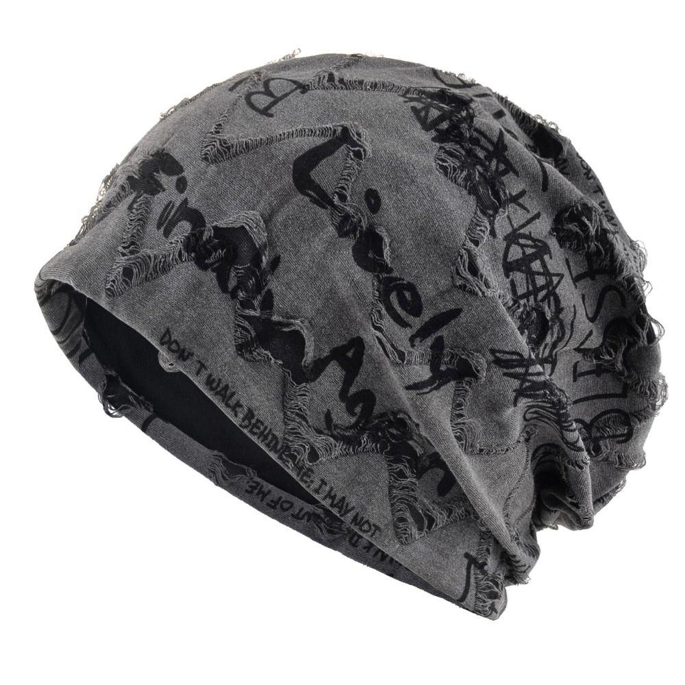 Thin Bonnet Letter Print Beanie Loose Style Hip Hop Beanies Fashion Pullover Hat  Unisex Wear