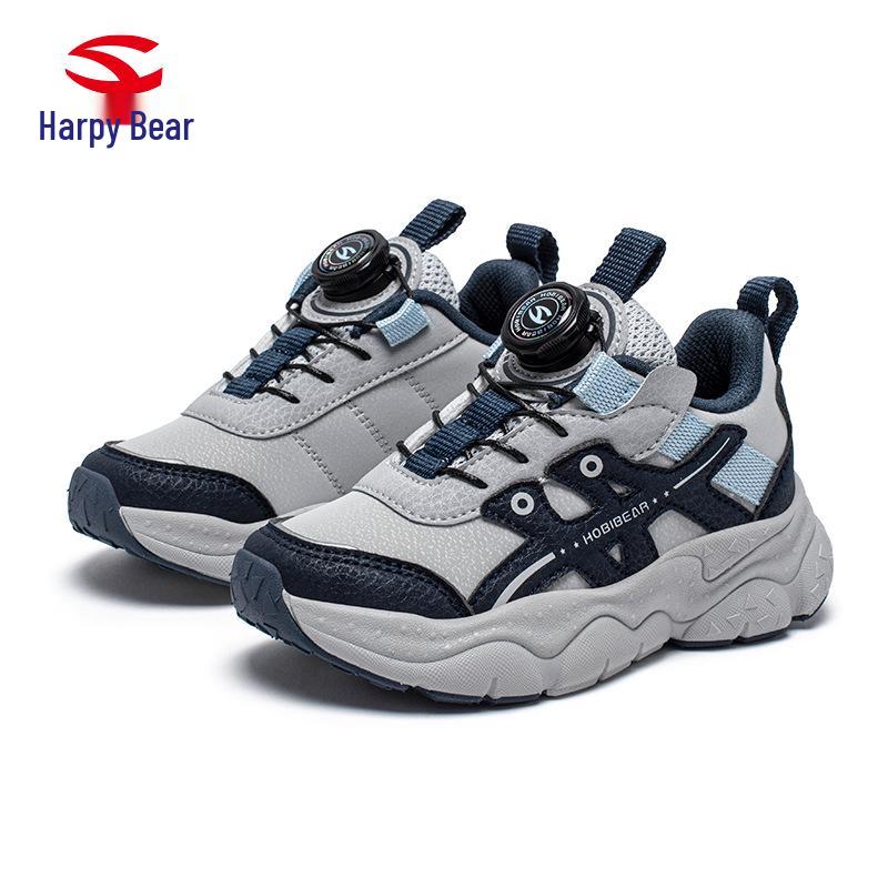 Hapi Bear Boys' Leather Dad Sneakers - Spring & Autumn Edition for Kids