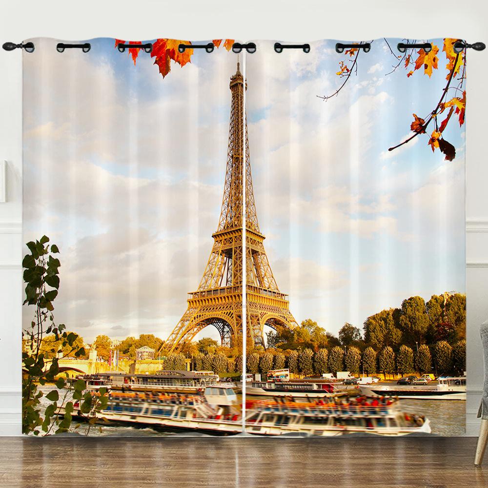 Curtains Urban Scenery Series 3D Digital Printing High Density Blackout Diy Curtains